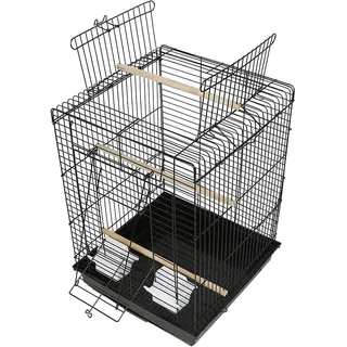 Vogelkäfig, Vogelvoliere, Papageienkäfig, 40×40×58 cm, Schwarz (Ohne Spielzeug)