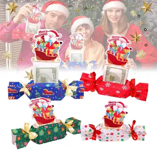 4 Stück Weihnachten Geldgeschenke Verpackung Süßwaren Geldgeschenk Weihnachten Geldgeschenk Verpackung Weihnachtsmann Geldgeschenke für Freund und Kinder (Rot)