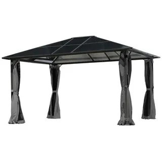 Brast Alu Pavillon mit festem Dach Premium 3 x 4 m grau