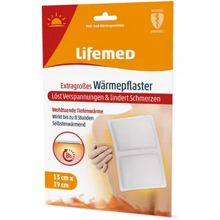 Lifemed Extragroßes Wärmepflaster XXL bei Rückenschmerzen - Schmerzpflaster für Rücken, Schultern und Nacken - Wärmekissen, Wärmegürtel und Rückenretter ohne Arzneimittelwirkstoff (6 Pflaster)