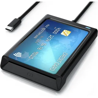 CSL Chipkartenleser USB C Smart Card Reader, NFC, SIM Kartenlesegerät, kompatibel mit Mac OS X, Win 11 (USB), Speicherkartenlesegerät, Schwarz