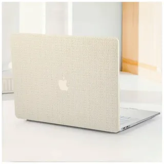 BYCeKe Kompatibel mit MacBook Pro 16 Zoll Hülle 2024-2021 M4-M1 Pro/Max A3403 A3186 A2991 A2780 A2485,für Mac Hülle,Gewebte strukturiertes Leder Plastik case mit Tastaturschutz für Pro 16 Zoll,Beige