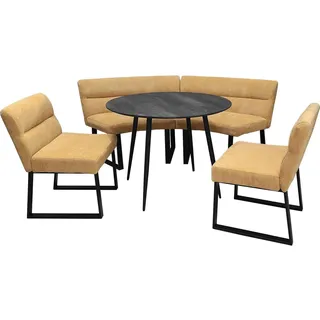 Hti-Living HTI-Living, Esstisch, Sitzgruppe Liron Tisch, 2 Bänke und 2 Stühle Gelb (100 x 76 cm)