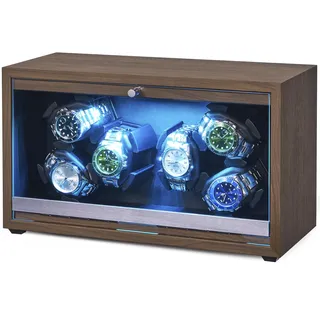 ANWBROAD Uhrenbeweger für 6 Uhren Spinner mit LED und Superleisen Mabuchi-Motor Automatik Uhrenbeweger 4 Rotationsmodi Uhrenschüttler Geschenk JWW003A