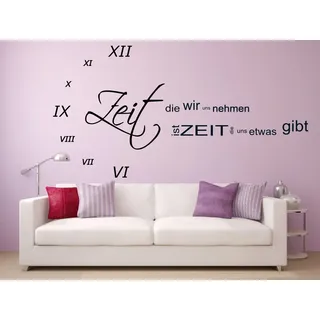XL Wandtattoo Schlafzimmer 68154-110x57 cm, Zitat ~ Zeit die wir uns nehmen ist Zeit die uns etwas gibt ~ Wandaufkleber Aufkleber für die Wand, Tapetensticker aus Markenfolie, 32 Farben wählbar