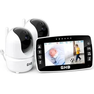 GHB Babyphone mit Kamera 4,3 Zoll Babyphone 350° Rotation Nachtsicht Videokamera