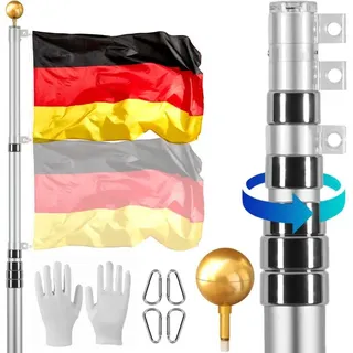 Vevor 30ft Teleskop-Fahnenmast-Set, robustes Fahnenmast-Set aus Aluminiumlegierung im Boden für draußen, 3 Anzeigemodi Fahnenmast mit professionellem