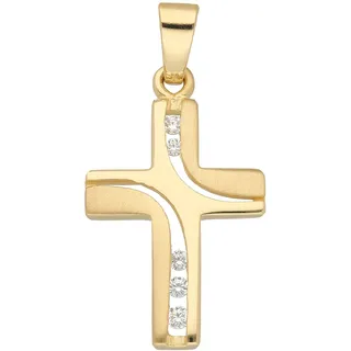 Kreuzanhänger ADELIA ́S "Damen & Herren 333 Gold Kreuz Anhänger mit Zirkonia", gold, Schmuckanhänger, Damen, Gold, mit Zirkonia für Damen & Herren