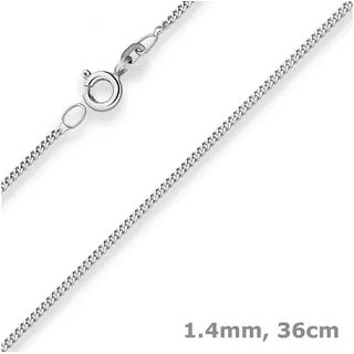 Schmuck Krone Goldkette 1,4mm Panzerkette aus 333 Weißgold 36cm, Gold 333 silberfarben