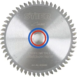 Stier Profi Kreissägeblatt Metall 160x2,2x20 52TF -5° neg. Spanwinkel