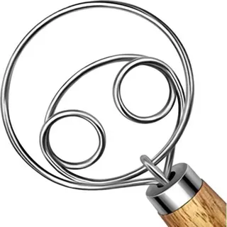 Dänischer Teigbesen, Knethaken Aus Edelstahl, Holländischer Schneebesen Für Sauerteig, Brotteigmischer, Holzgriff, Küchenhelfer, Backzubehör