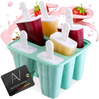 AVANA Eisformen aus Silikon 6 Stück Eis am Stiel Formen Wiederverwendbar Eiscreme Eislutscher für Kinder und Erwachsene BPA Frei - Türkis