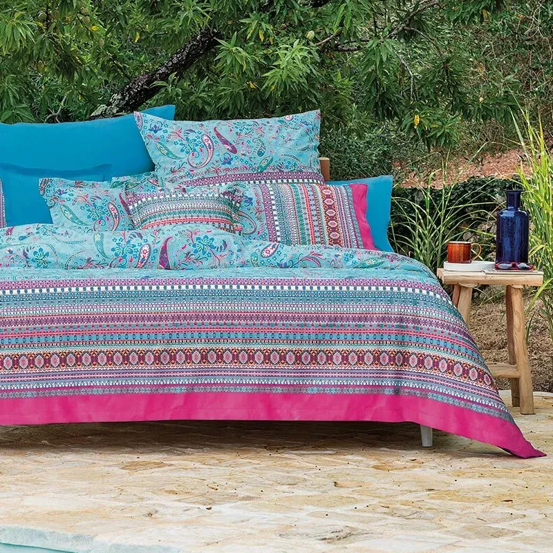 Bassetti Mako-Satin Bettwäsche Burano T1 135x200 cm + 80x80 cm - blau