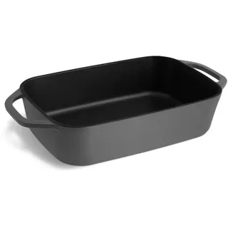 Springlane Gusseisen Auflaufform Grau 4L, Emaillierte Lasagneform 39,2x21,2cm, Robuster Bräter für Ofen & Grill, Perfekt für Aufläufe & Gratins, Gleichmäßige Hitzeverteilung