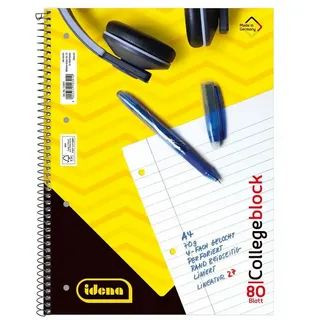 IDENA Collegeblock A4, 80 Blatt, 70 g/m2, liniert