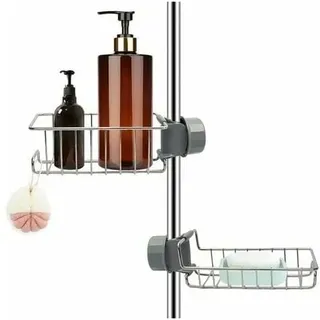 2er-Set Edelstahl-Duschregal ohne Bohren, Edelstahl-Teleskop-Badregal