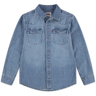 Jeanshemd LEVI'S KIDS "LVB NEW BARSTOW WESTERN", Jungen, Gr. 14 (164), N-Gr, grau (vintage stone), Denim/Jeans, Obermaterial: 100% Baumwolle, Hemden Jeanshemd, im Western-Style