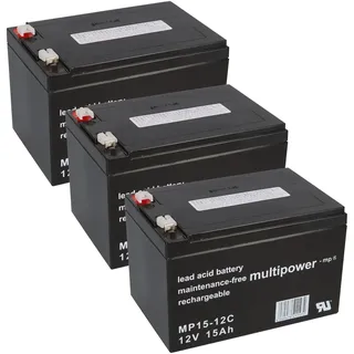 Multipower 3x 12V 15Ah AKKU BATTERIE Elektro Roller E-Scooter 1885 36V