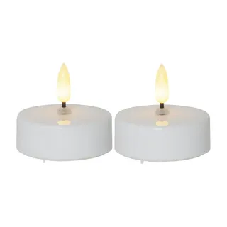 MARELIDA LED Maxi Teelichter flackernde 3D Flamme - Batteriebetrieb - Timer D: 5,8cm 2er Set
