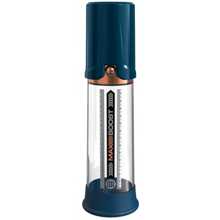 Penispumpe „Max Boost“ mit integriertem Pumpmechanismus, blau