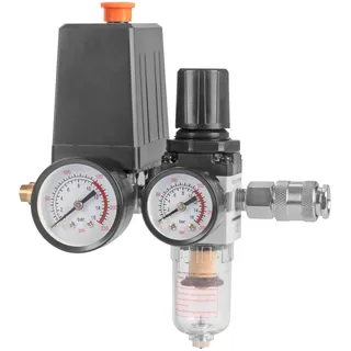 STAHLWERK Druckschalter 0-10 bar Druckregler mit Manometer für Kompressoren