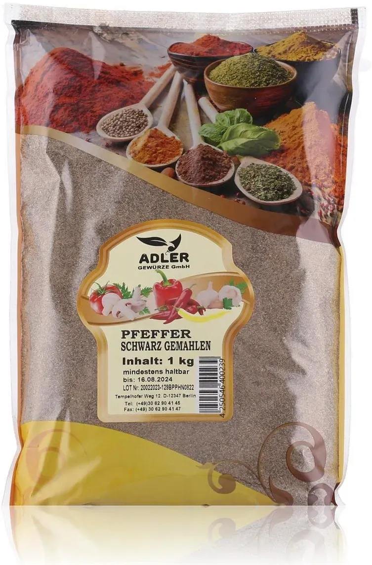 Adler Gewürze Pfeffer schwarz gemahlen 1000g