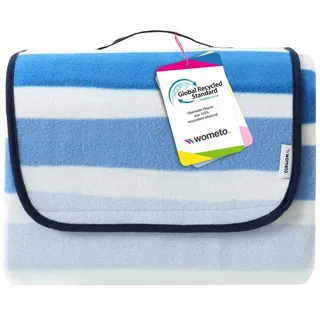 Wometo Picknickdecke, blau Textil, 200x200 cm, Global Recycled Standard GRS Wohntextilien, Decken