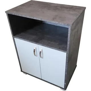 Hti-Living HTI-Living, Regal, Küchenschrank Beton mit weissen Türen Blanca (60 x 80 x 40 cm)