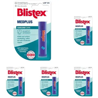 Blistex MedPlus Stick | Menthol | 5er Pack (21.25g) | Kühlt & Pflegt | Feuchtigkeitsspendend & Schutzfilm verstärkend