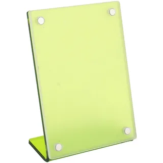 3-Zoll-Bilderrahmen, L-förmiger, Selbststehender, Transparenter Acryl-Fotorahmen für 3-Zoll-Fotos, Kleine Sternkarten, Kinokarten, Visitenkarten Usw (Leuchtendes Grün)