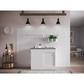 Respekta Komplettspüle 100 x 50 cm Schiebetür Weiß