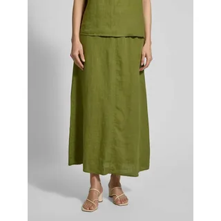 Leinenrock mit Tunnelzug, Khaki, 44