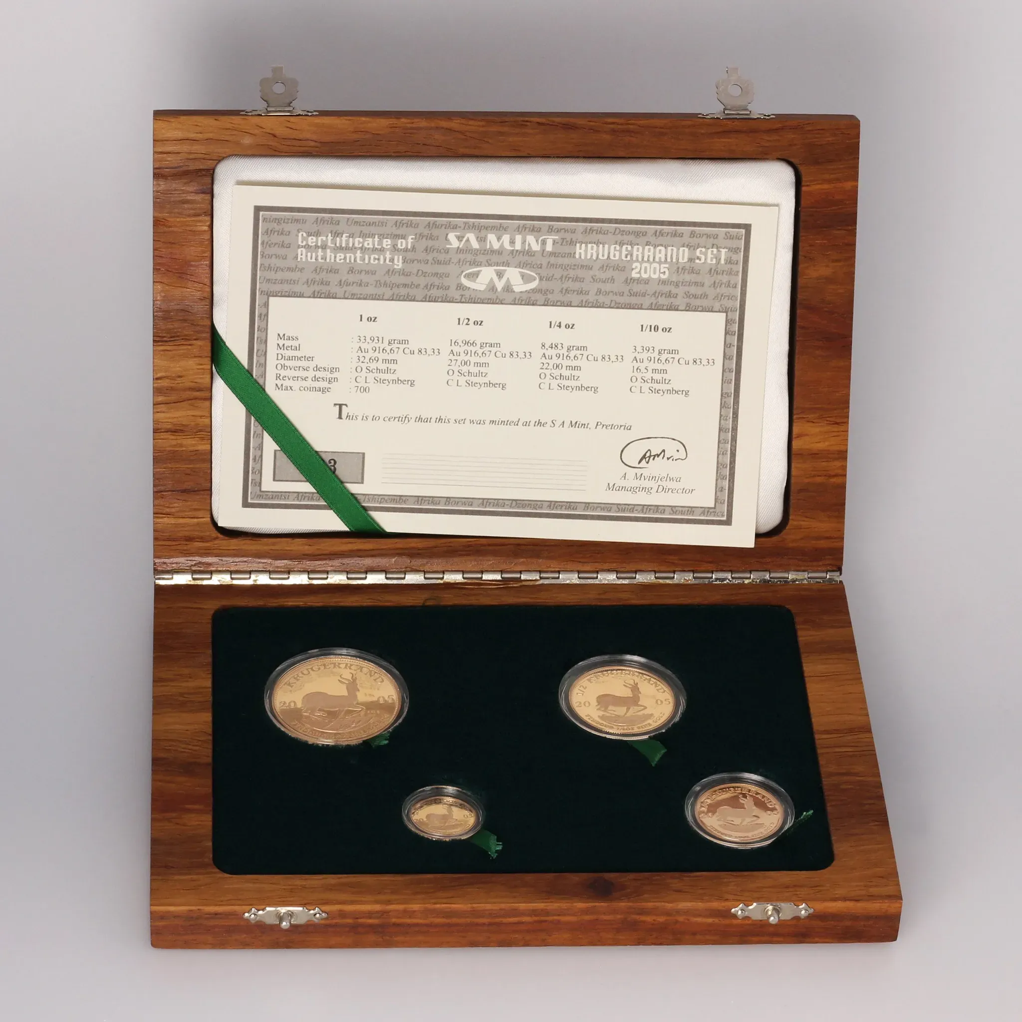 Goldmünzen 4 x "Krügerrand" 2005 (PP) Prestige Set – 4-teilig (Südafrika)
