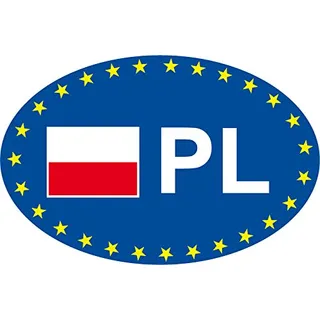 Safirmes 2 x Europa Oval PL Aufkleber Code Land Auto Motorrad 7 x 10 cm Polen