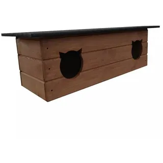 QLS Katzenhaus 110x40cm Katzenhütte Höhle für draußen winterfest isoliert Holz