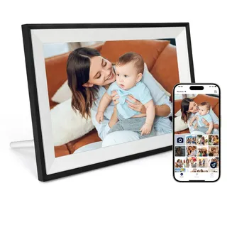 AEEZO Digitaler Bilderrahmen WLAN 10.1 Zoll, 1280x800 IPS Touchscreen WiFi Elektronischer Bilderrahmen, Automatische Rotation Digitaler Bilderrahmen, Einfache Einrichtung, Teilen Sie Fotos oder Videos