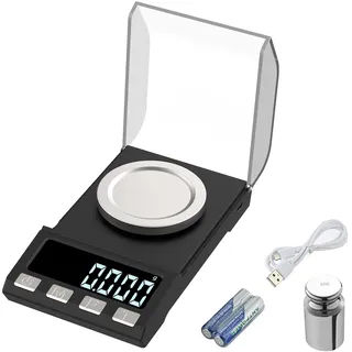 KUBEI 100 g/0,001 g Digitalwaage Milligramm USB wiederaufladbar Präzisionswaage - Mini-Taschenwaage mit Gewichtskalibrierung, Pinzette und Wiegebasis, Küchenwaage