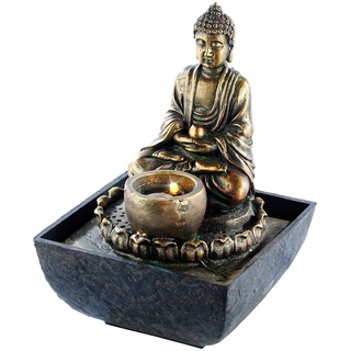 infactory LED Zimmerbrunnen: Beleuchteter Zimmerbrunnen mit Buddha (Brunnen, Tisch, Beleuchtung)