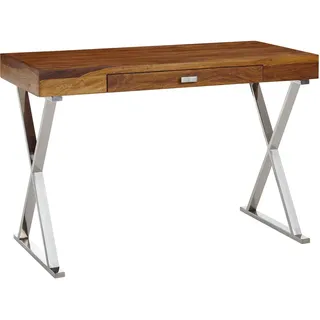 FineBuy Schreibtisch FineBuy Bürotisch 120x55 cm Massivholz Metall Computertisch Tisch