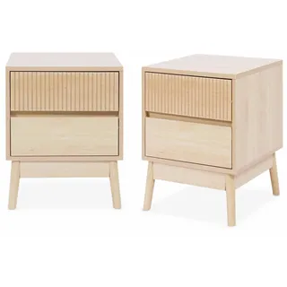 sweeek - 2er Set Nachttische mit zwei Schubladen,
