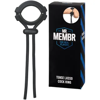 MR.MEMBR Tense Lasso Penisring - Hodenringe für den Mann aus Silikon - Verstellbar Cock Ring - Pleasure Ring mit Cowboy Bolo Krawatte Design - Cockringe für Männer - Hoden Ring - Schwarz