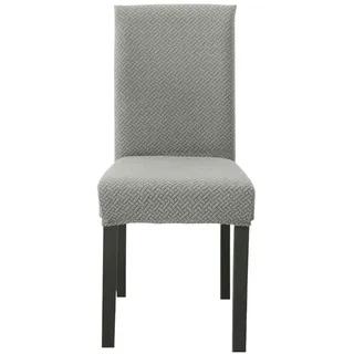 Intirilife 2x Elastische Stuhlhusse Stuhlüberzug in GEMUSTERT Creme mit 38 - 45 cm Sitzfläche und 45 - 65 cm Lehnenhöhe