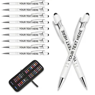 Aappping Kugelschreiber Personalisiert Mit Gravur,Personalisierter Kugelschreiber Set,Personalisierte Kugelschreiber Mit Touchpen,Kugelschreiber Hochwertig Mit Gravur(Weiß,20 stück)