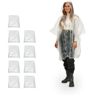 Relaxdays Regenponcho Unisex Transparent/Weiß 95 cm