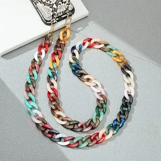 QIUMING 110 cm Lange Stil Schräg Hängen Handy Kette Schmuck Mode Acryl Telefon Gurt Schnur Anti-Verlust Handy Fall Lanyard