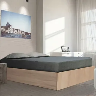 le quai des affaires Kastenbett Bilbao 160x200 cm, + Bettkasten / Eiche gebleicht/ 206x167x33