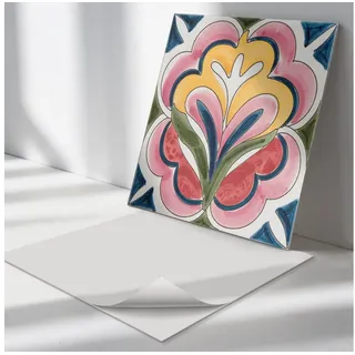 Tulup Wandtattoo Klebefolie Fliesen Blumenmuster auf der Fliese Klebefolie Fliesen (9 St) 30 cm x 30 cm