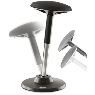 DESKSPACE Drehhocker Motion Ergonomischer Stehhocker - Höhenverstellbarer Bürohocker (Einzelartikel), Höhenverstellbarer Stehhocker mit ergonomischem Sitzkomfort schwarz