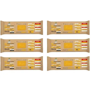 lauroo Sleepy Easy Clean Bio Oberflächen und Boden Reinigungstücher 2 in 1 (Gelb) mit Nelke & Zimt - 6 Packung x 50 Tücher
