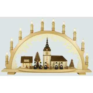 Lenk und Sohn Holz Schwibbogen Dorfkirche Kurrende 10 flg. Echt Erzgebirge